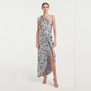 New With Tags Cinq a Sept Gretchen One-Shoulder Silk Dress size 2. No flaws